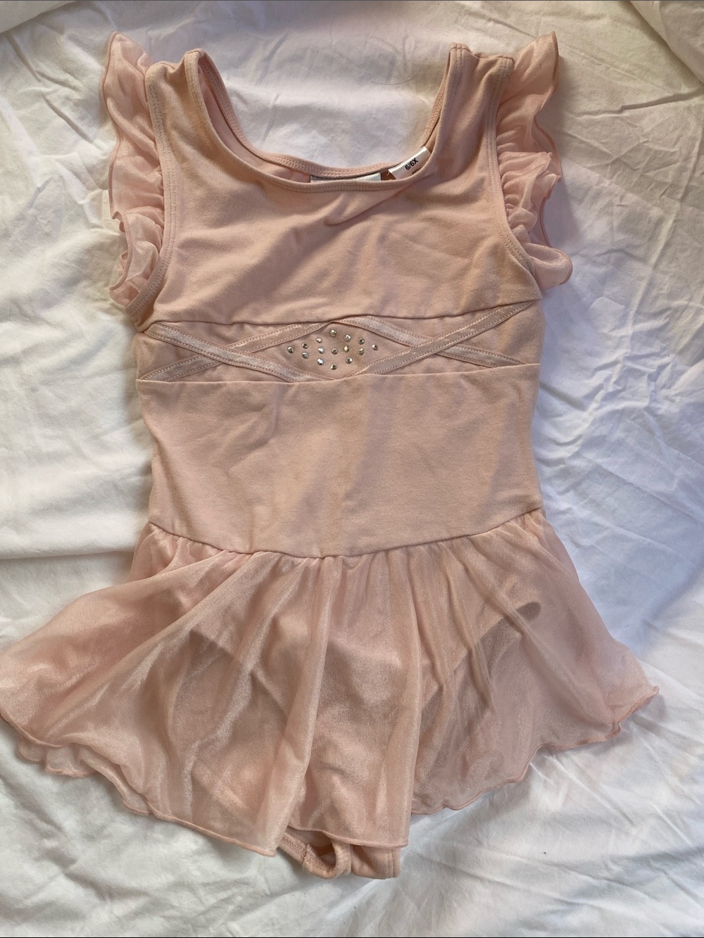 Danskin Light Pink Girls Ballet Leotard with Rhinestone Detail